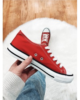 Comprar Zapatillas Lonas Mujer Rojas Con Plataforma. Lonas Baratas🔥
